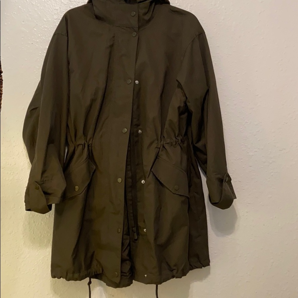 Green jacket.